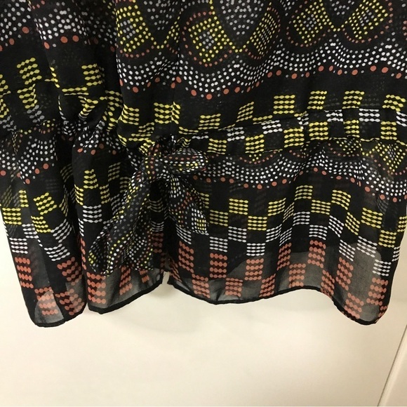 Aqua abstract print black sheet peplum kimono sleeve top size Medium - Picture 5 of 9